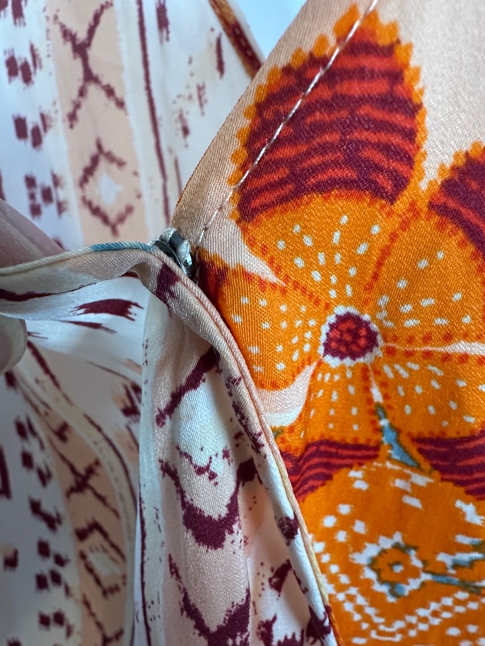 Free People Cream and Orange Floral Patchwork Crop Top - Picture 2 of 6